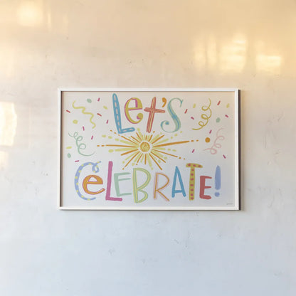 Lets Celebrate I by Anne Tavoletti. shown as a paper print in a white frame. Available as a archival giclee rolled canvas, fine art paper, or poster print. SKU 87988i.