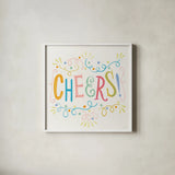Lets Celebrate IX by Anne Tavoletti. Shown in a crisp white glass frame for a clean and minimalist style. Available as an archival giclee rolled canvas, fine art paper, or poster print. SKU 87996a.