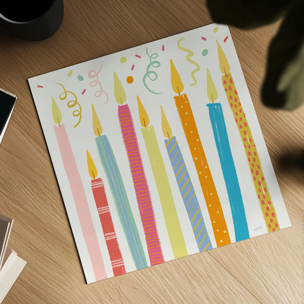 Lets Celebrate V by Anne Tavoletti. Shown as a detailed flat fine art print, highlighting archival giclee quality. Available as an archival giclee rolled canvas, fine art paper, or poster print. SKU 87992a.