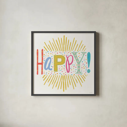 Lets Celebrate VII by Anne Tavoletti. Shown in a sleek black glass frame for a contemporary gallery look. Available as an archival giclee rolled canvas, fine art paper, or poster print. SKU 87994a.