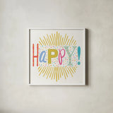 Lets Celebrate VII by Anne Tavoletti. Shown in a crisp white glass frame for a clean and minimalist style. Available as an archival giclee rolled canvas, fine art paper, or poster print. SKU 87994a.