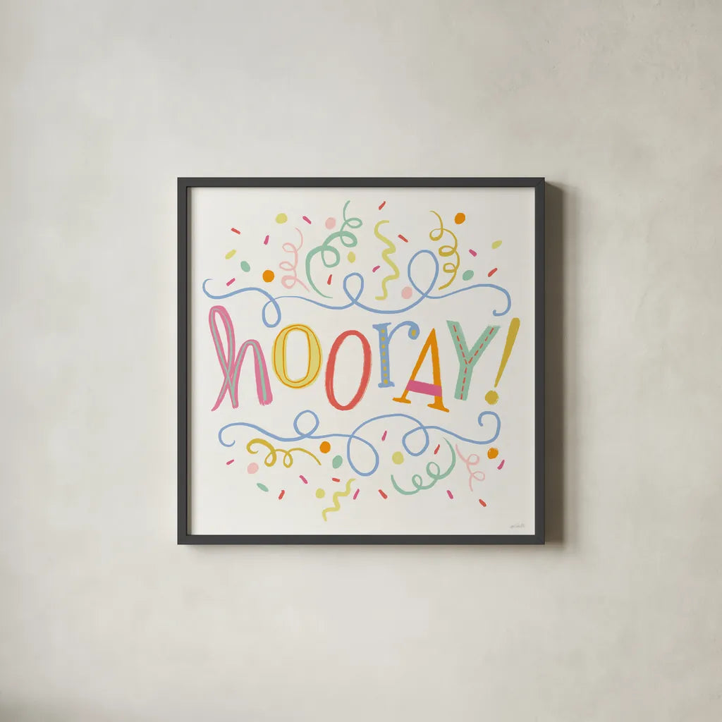 Lets Celebrate VIII by Anne Tavoletti. Shown in a sleek black glass frame for a contemporary gallery look. Available as an archival giclee rolled canvas, fine art paper, or poster print. SKU 87995a.