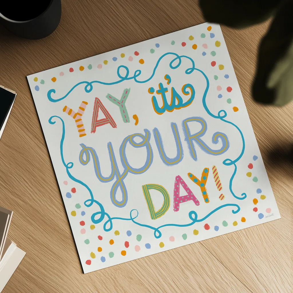 Lets Celebrate X by Anne Tavoletti. Shown as a detailed flat fine art print, highlighting archival giclee quality. Available as an archival giclee rolled canvas, fine art paper, or poster print. SKU 87997a.