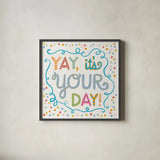 Lets Celebrate X by Anne Tavoletti. Shown in a sleek black glass frame for a contemporary gallery look. Available as an archival giclee rolled canvas, fine art paper, or poster print. SKU 87997a.