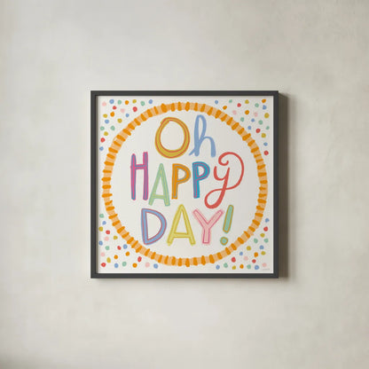 Lets Celebrate XI by Anne Tavoletti. Shown in a sleek black glass frame for a contemporary gallery look. Available as an archival giclee rolled canvas, fine art paper, or poster print. SKU 87998a.