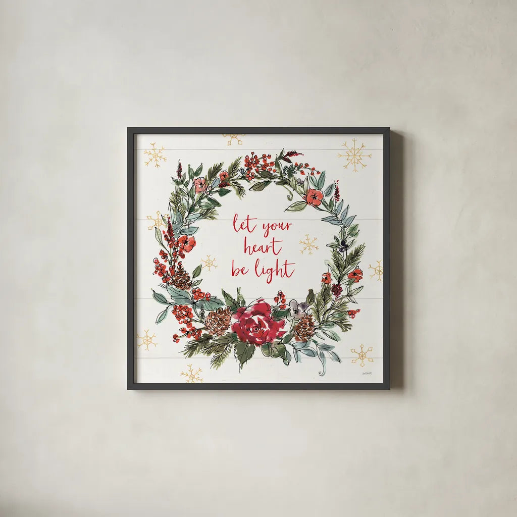 Lighthearted Holiday IV by Anne Tavoletti. Shown in a sleek black glass frame for a contemporary gallery look. Available as an archival giclee rolled canvas, fine art paper, or poster print. SKU 60675a.