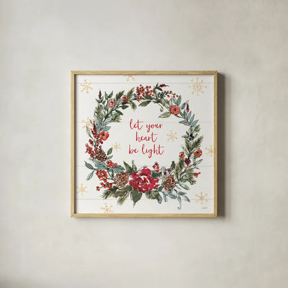 Lighthearted Holiday IV by Anne Tavoletti. Shown in a natural wood glass frame for a timeless modern aesthetic. Available as an archival giclee rolled canvas, fine art paper, or poster print. SKU 60675a.