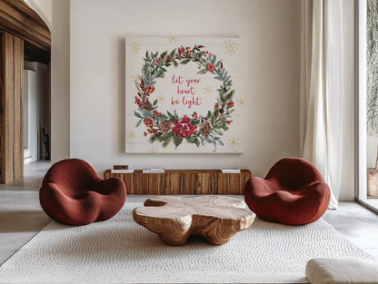 Lighthearted Holiday IV by Anne Tavoletti. Shown as extra-large giant wall art in a modern living room. Available as an archival giclee rolled canvas, fine art paper, or poster print. SKU 60675a.