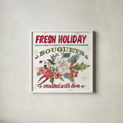 Lighthearted Holiday VII by Anne Tavoletti. Shown in a crisp white glass frame for a clean and minimalist style. Available as an archival giclee rolled canvas, fine art paper, or poster print. SKU 60678a.