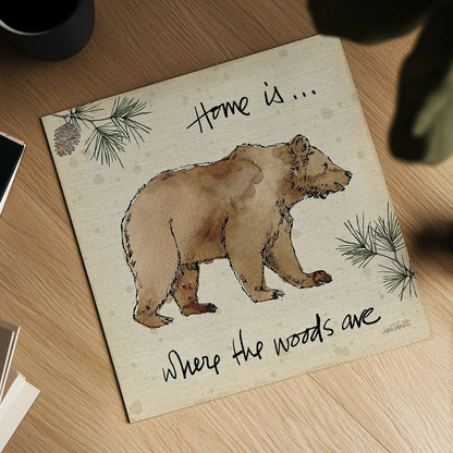 Lodge Life I by Anne Tavoletti. Shown as a detailed flat fine art print, highlighting archival giclee quality. Available as an archival giclee rolled canvas, fine art paper, or poster print. SKU 18551a.