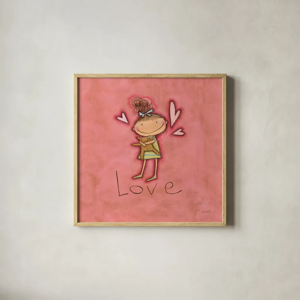 Love by Anne Tavoletti. Shown in a natural wood glass frame for a timeless modern aesthetic. Available as an archival giclee rolled canvas, fine art paper, or poster print. SKU 10799a.