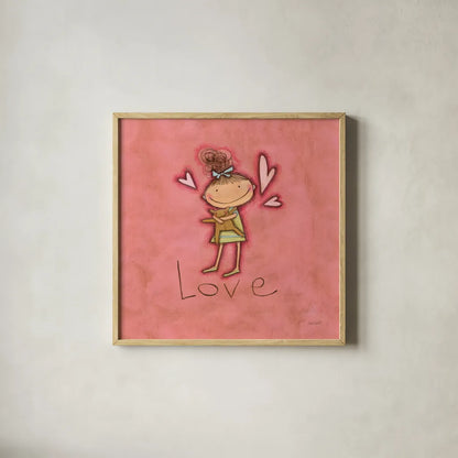 Love by Anne Tavoletti. Shown in a natural wood glass frame for a timeless modern aesthetic. Available as an archival giclee rolled canvas, fine art paper, or poster print. SKU 10799a.