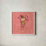 Love by Anne Tavoletti. Shown in a crisp white glass frame for a clean and minimalist style. Available as an archival giclee rolled canvas, fine art paper, or poster print. SKU 10799a.