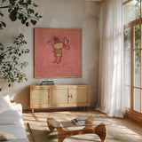 Love by Anne Tavoletti. Shown in a natural wood frame in a cozy modern living room. Available as an archival giclee rolled canvas, fine art paper, or poster print. SKU 10799a.