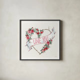 Love You I by Anne Tavoletti. Shown in a sleek black glass frame for a contemporary gallery look. Available as an archival giclee rolled canvas, fine art paper, or poster print. SKU 68562a.