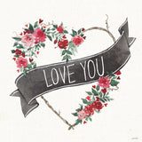 Love You I Black Banner by Anne Tavoletti. SKU 70515a. Archival Giclee Fine art print for wall decor.