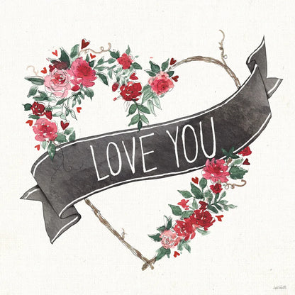 Love You I Black Banner by Anne Tavoletti. SKU 70515a. Archival Giclee Fine art print for wall decor.