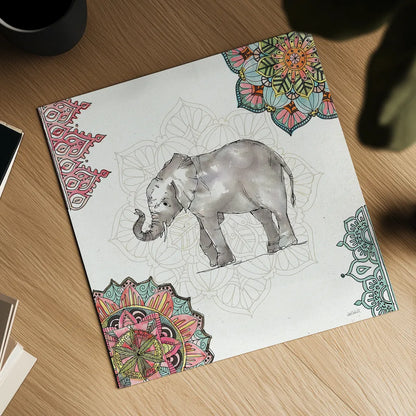 Mandala Morning II by Anne Tavoletti. Shown as a detailed flat fine art print, highlighting archival giclee quality. Available as an archival giclee rolled canvas, fine art paper, or poster print. SKU 34826a.