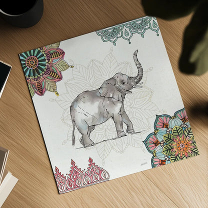 Mandala Morning III by Anne Tavoletti. Shown as a detailed flat fine art print, highlighting archival giclee quality. Available as an archival giclee rolled canvas, fine art paper, or poster print. SKU 34827a.