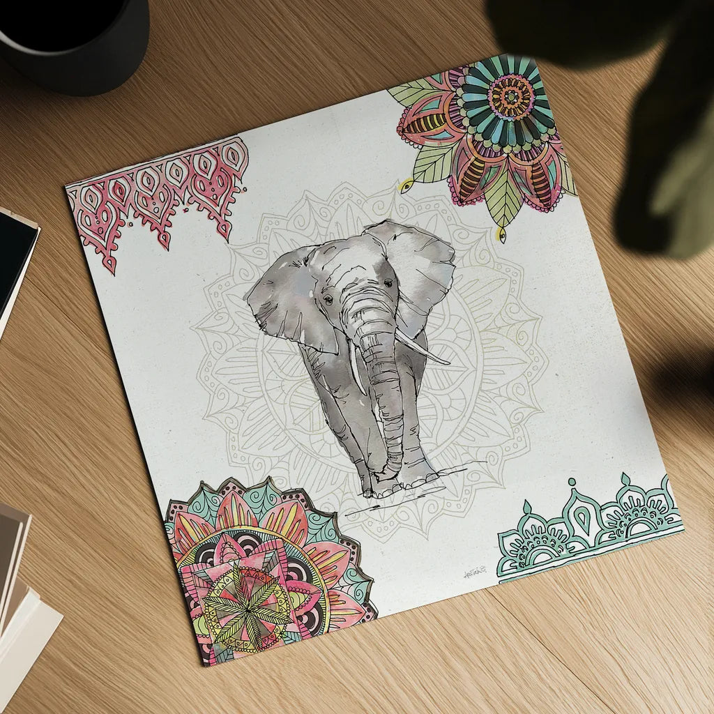 Mandala Morning IV by Anne Tavoletti. Shown as a detailed flat fine art print, highlighting archival giclee quality. Available as an archival giclee rolled canvas, fine art paper, or poster print. SKU 34828a.