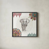 Mandala Morning IV by Anne Tavoletti. Shown in a sleek black glass frame for a contemporary gallery look. Available as an archival giclee rolled canvas, fine art paper, or poster print. SKU 34828a.
