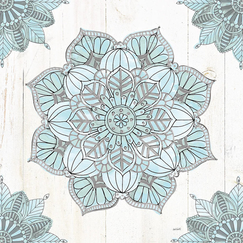 Mandala Morning V Blue and Gray by Anne Tavoletti. SKU 34912a. Archival Giclee Fine art print for wall decor.