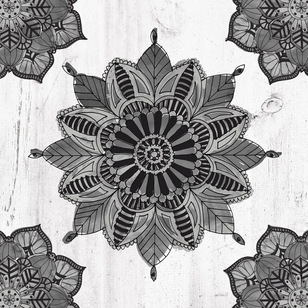 Mandala Morning VI BW by Anne Tavoletti. SKU 46610a. Archival Giclee Fine art print for wall decor.