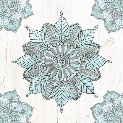 Mandala Morning VI Blue and Gray by Anne Tavoletti. SKU 34913a. Archival Giclee Fine art print for wall decor.