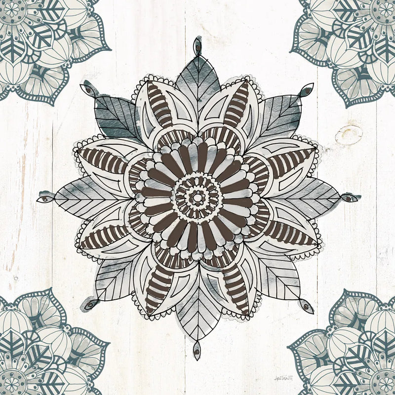 Mandala Morning VI Blue and Gray v2 by Anne Tavoletti. SKU 42245a. Archival Giclee Fine art print for wall decor.