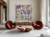 May Flowers by Anne Tavoletti. Shown as extra-large giant wall art in a modern living room. Available as an archival giclee rolled canvas, fine art paper, or poster print. SKU 59349a.