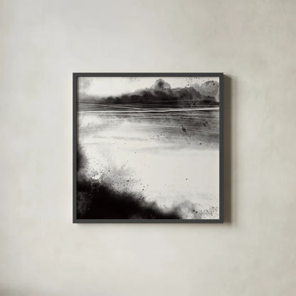 Misty Landscape I by Anne Tavoletti. Shown in a sleek black glass frame for a contemporary gallery look. Available as an archival giclee rolled canvas, fine art paper, or poster print. SKU 77911a.