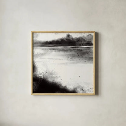 Misty Landscape I by Anne Tavoletti. Shown in a natural wood glass frame for a timeless modern aesthetic. Available as an archival giclee rolled canvas, fine art paper, or poster print. SKU 77911a.