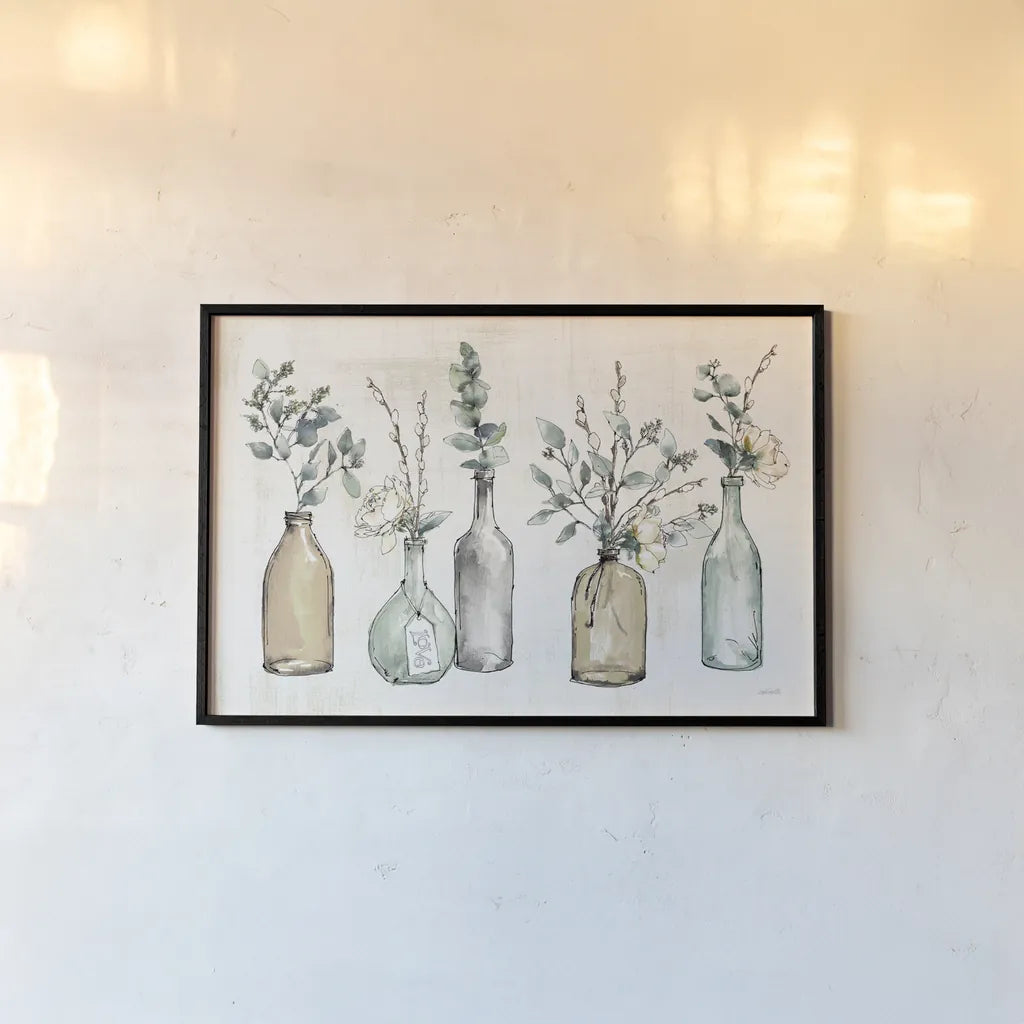 Modern Farmhouse I Amber by Anne Tavoletti. shown as a paper print in a black flame. Available as a archival giclee rolled canvas, fine art paper, or poster print. SKU 56169i.