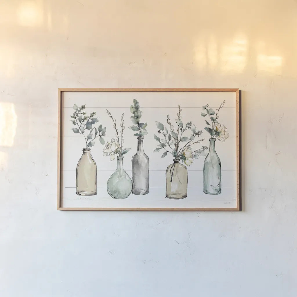Modern Farmhouse I No Tag by Anne Tavoletti. shown as a paper print in a natural frame. Available as a archival giclee rolled canvas, fine art paper, or poster print. SKU 52142i.