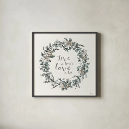 Modern Farmhouse VI Live by Anne Tavoletti. Shown in a sleek black glass frame for a contemporary gallery look. Available as an archival giclee rolled canvas, fine art paper, or poster print. SKU 49776a.