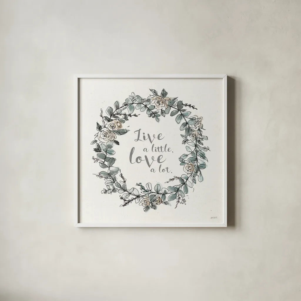 Modern Farmhouse VI Live by Anne Tavoletti. Shown in a crisp white glass frame for a clean and minimalist style. Available as an archival giclee rolled canvas, fine art paper, or poster print. SKU 49776a.