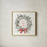 Modern Farmhouse VII Christmas by Anne Tavoletti. Shown in a natural wood glass frame for a timeless modern aesthetic. Available as an archival giclee rolled canvas, fine art paper, or poster print. SKU 48230a.