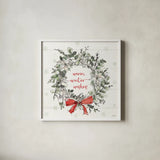 Modern Farmhouse VII Christmas by Anne Tavoletti. Shown in a crisp white glass frame for a clean and minimalist style. Available as an archival giclee rolled canvas, fine art paper, or poster print. SKU 48230a.