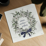 Modern Farmhouse VII Christmas Navy Bow by Anne Tavoletti. Shown as a detailed flat fine art print, highlighting archival giclee quality. Available as an archival giclee rolled canvas, fine art paper, or poster print. SKU 59713a.