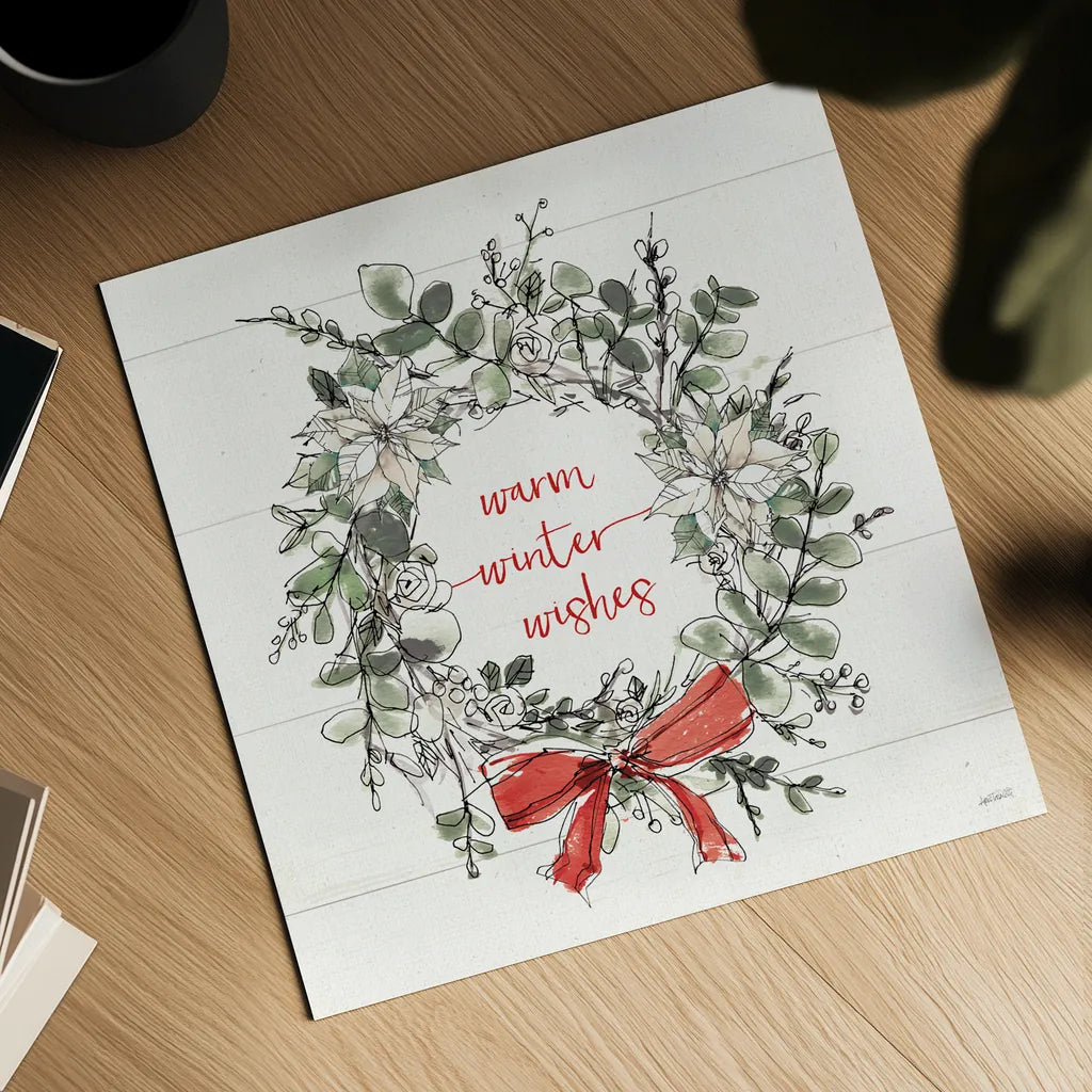 Modern Farmhouse VII Christmas White by Anne Tavoletti. Shown as a detailed flat fine art print, highlighting archival giclee quality. Available as an archival giclee rolled canvas, fine art paper, or poster print. SKU 67998a.