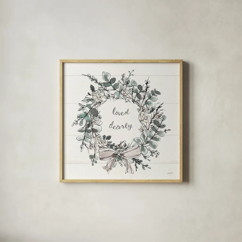 Modern Farmhouse VII Loved by Anne Tavoletti. Shown in a natural wood glass frame for a timeless modern aesthetic. Available as an archival giclee rolled canvas, fine art paper, or poster print. SKU 52505a.