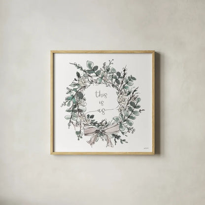 Modern Farmhouse VII on White by Anne Tavoletti. Shown in a natural wood glass frame for a timeless modern aesthetic. Available as an archival giclee rolled canvas, fine art paper, or poster print. SKU 49966a.