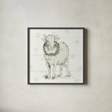 Modern Farmhouse X Christmas Sq by Anne Tavoletti. Shown in a sleek black glass frame for a contemporary gallery look. Available as an archival giclee rolled canvas, fine art paper, or poster print. SKU 65325a.