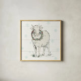Modern Farmhouse X Christmas Sq by Anne Tavoletti. Shown in a natural wood glass frame for a timeless modern aesthetic. Available as an archival giclee rolled canvas, fine art paper, or poster print. SKU 65325a.