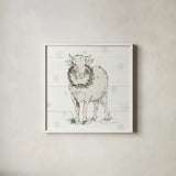Modern Farmhouse X Christmas Sq by Anne Tavoletti. Shown in a crisp white glass frame for a clean and minimalist style. Available as an archival giclee rolled canvas, fine art paper, or poster print. SKU 65325a.