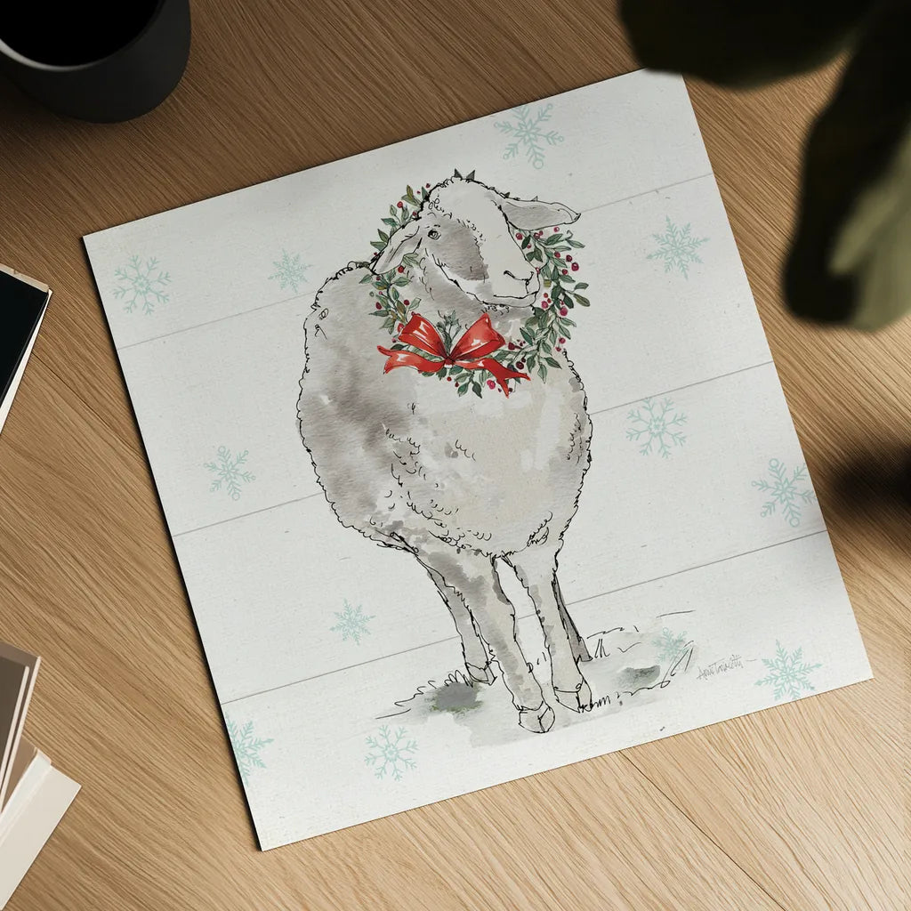 Modern Farmhouse XI Christmas Sq by Anne Tavoletti. Shown as a detailed flat fine art print, highlighting archival giclee quality. Available as an archival giclee rolled canvas, fine art paper, or poster print. SKU 65326a.