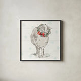 Modern Farmhouse XI Christmas Sq by Anne Tavoletti. Shown in a sleek black glass frame for a contemporary gallery look. Available as an archival giclee rolled canvas, fine art paper, or poster print. SKU 65326a.