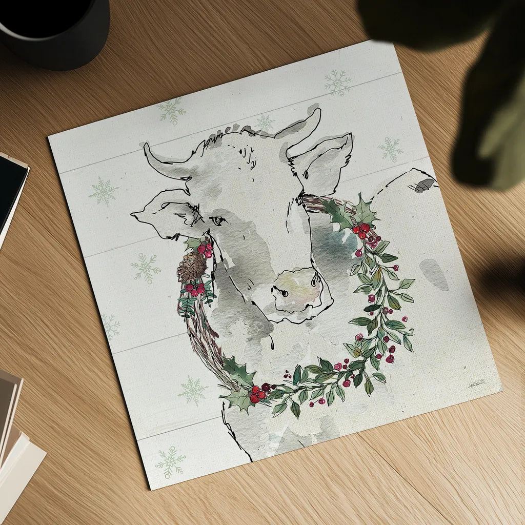 Modern Farmhouse XII Christmas by Anne Tavoletti. Shown as a detailed flat fine art print, highlighting archival giclee quality. Available as an archival giclee rolled canvas, fine art paper, or poster print. SKU 48235a.