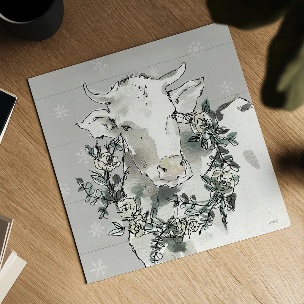 Modern Farmhouse XII Snowflakes by Anne Tavoletti. Shown as a detailed flat fine art print, highlighting archival giclee quality. Available as an archival giclee rolled canvas, fine art paper, or poster print. SKU 49235a.