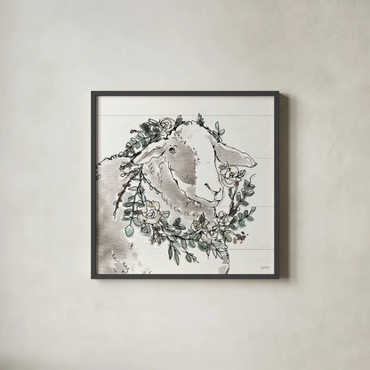 Modern Farmhouse XIII by Anne Tavoletti. Shown in a sleek black glass frame for a contemporary gallery look. Available as an archival giclee rolled canvas, fine art paper, or poster print. SKU 47346a.